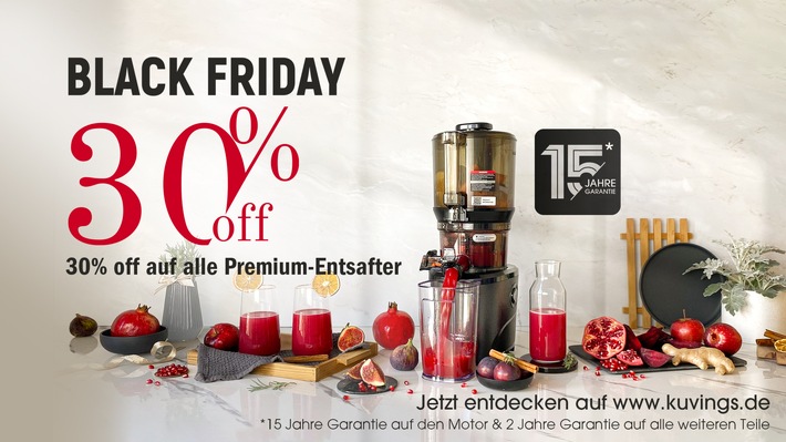 Kuvings Deutschland startet Black Friday 2025 - 30 % Rabatt auf alle Premium-Entsafter und Vakuum-Mixer