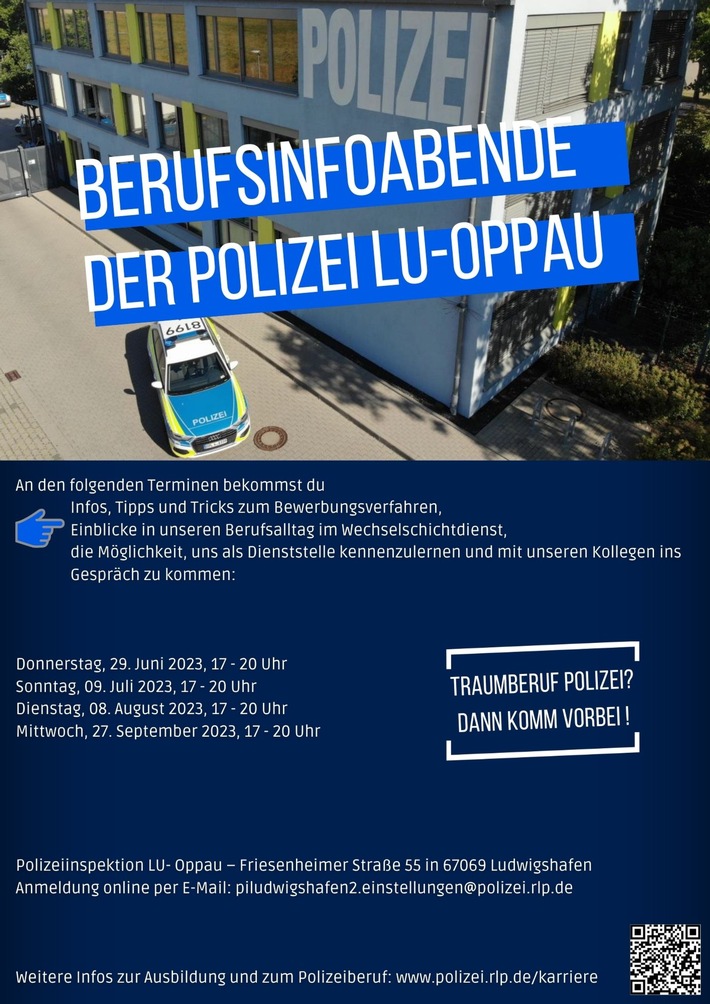POL-PPRP: Berufsinfoabend bei der Polizei Ludwigshafen-Oppau