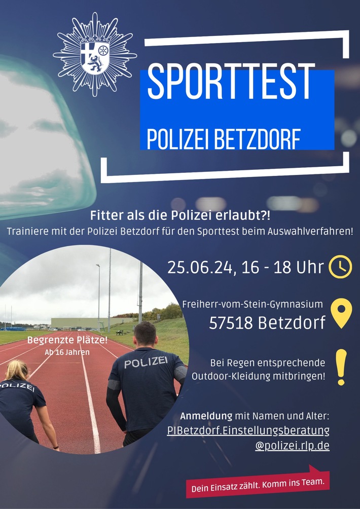 POL-PDNR: Sporttesttraining bei der Polizeiinspektion Betzdorf