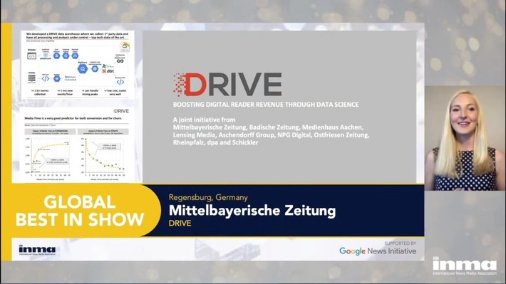 Projekt DRIVE bei den INMA Global Media Awards als "Best in Show" ausgezeichnet. Quelle: Screenshot / INMA / Weiterer Text über ots und www.presseportal.de/nr/8218 / Die Verwendung dieses Bildes ist für redaktionelle Zwecke unter Beachtung ggf. genannter Nutzungsbedingungen honorarfrei. Veröffentlichung bitte mit Bildrechte-Hinweis.