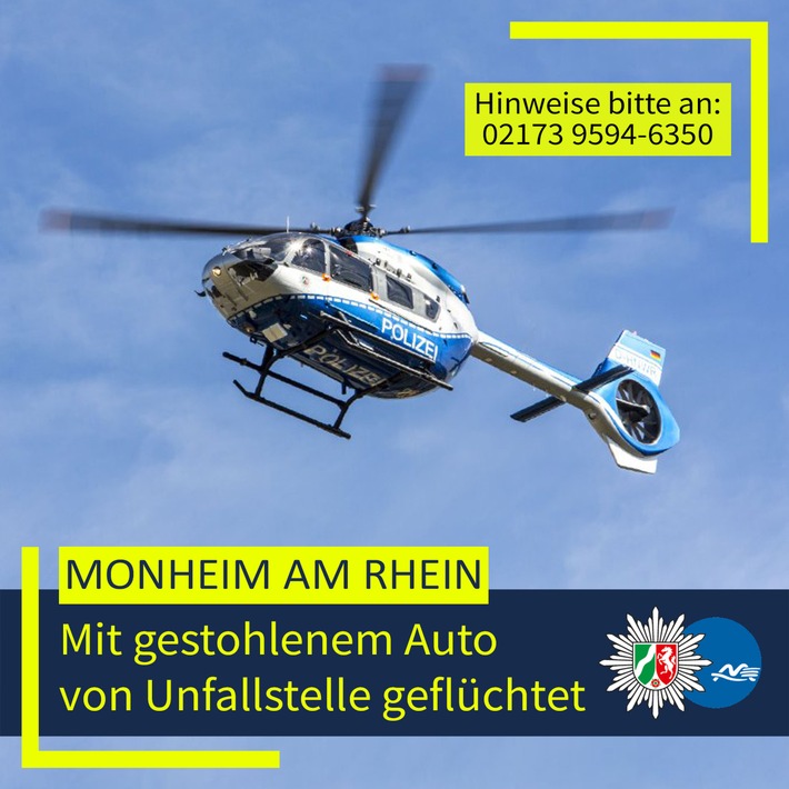 POL-ME: Mit gestohlenem Auto verunfallt und geflohen: Polizei fahndete per Hubschrauber - 2601034