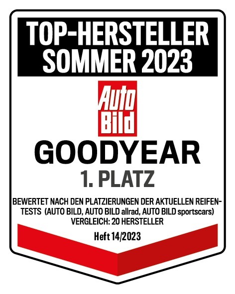 Goodyear, AutoBild, Top-Hersteller Sommerreifen 2023 / Weiterer Text über ots und www.presseportal.de/nr/169628 / Die Verwendung dieses Bildes für redaktionelle Zwecke ist unter Beachtung aller mitgeteilten Nutzungsbedingungen zulässig und dann auch honorarfrei. Veröffentlichung ausschließlich mit Bildrechte-Hinweis.