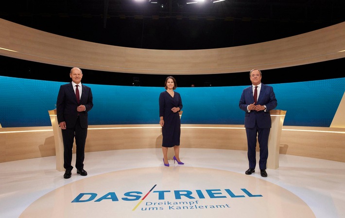 Großes Zuschauerinteresse am Triell der Kanzlerkandidat:innen bei ARD und ZDF