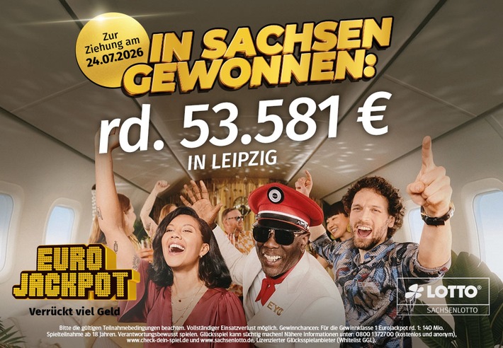 Glück in Sachsen: Eurojackpot-Gewinn versüßt Halbzeit der Sommerferien I LOTTO 6aus49-Jackpot bleibt bei 50 Millionen Euro