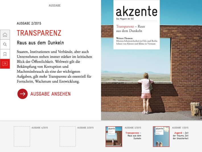 App für die GIZ entwickelt / Societäts-Medien setzen Kundenmagazin "akzente" für Tablet-PCs um