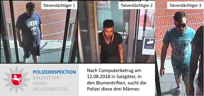 POL-SZ: Pressemitteilung der Polizeiinspektion SZ/PE/WF vom 29.01.2019.
Die Polizei in Lebenstedt ermittelt wegen Computerbetruges und bittet um Zeugenhinweise zur Ermittlung von Tatverdächtigen.