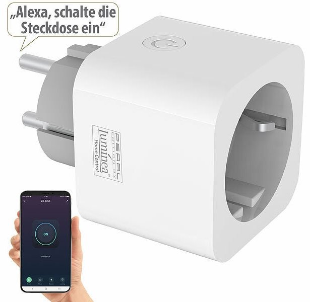 Luminea Home Control WLAN-Steckdose SF-505.avs mit Energiekostenmesser, App-, Timer- &amp; Sprachsteuerung: Geräte komfortabel ein- und ausschalten und den Stromverbrauch messen