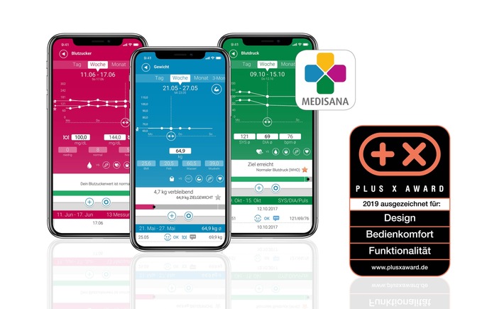 Innovation im mobilen Gesundheitsmanagement bestätigt: Die VitaDock+ App von MEDISANA gewinnt den Plus X Award in gleich drei Kategorien