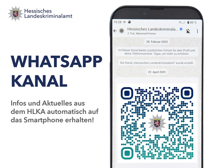 LKA-HE: Hessisches Landeskriminalamt nun auch auf WhatsApp // Mit Bild und QR-Code