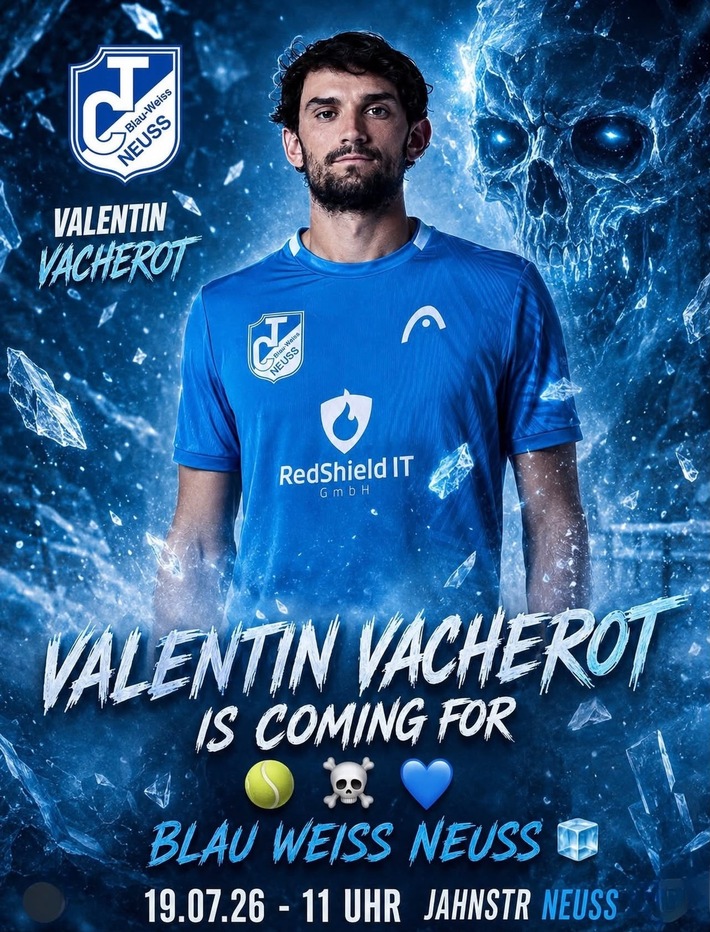 Tennis-Bundesliga - Valentin Vacherot schlägt am Sonntag für den TC Blau-Weiss Neuss auf