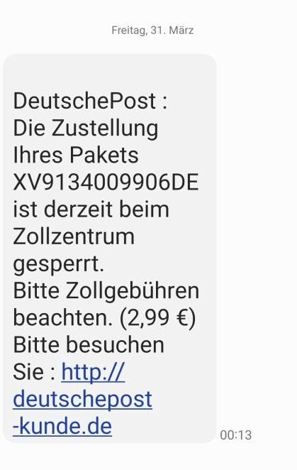 HZA-DO: Zoll warnt vor Fake-SMS / Keine Zollgebühren