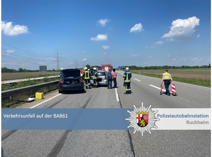 POL-PDNW: Polizeiautobahnstation Ruchheim - Fahrer unter Betäubungsmitteleinfluss verursacht Verkehrsunfall auf A61 mit fünf Leichtverletzten