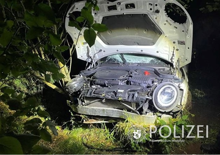 POL-PPWP: Fahrzeug schießt über Kreisel hinaus