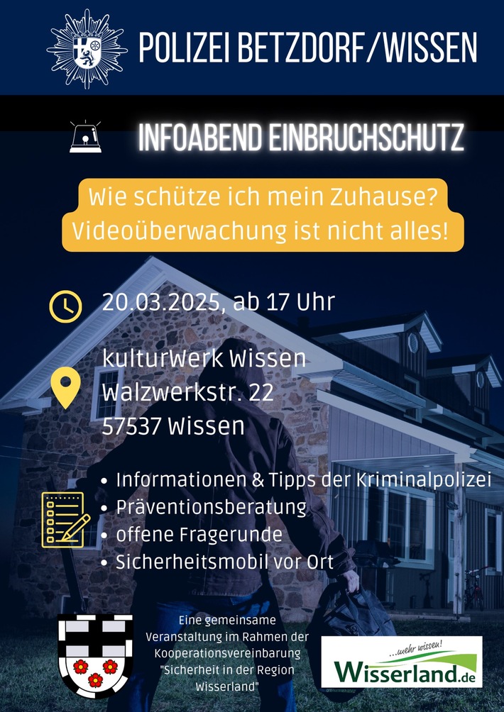 POL-PDNR: Infoabend Einbruchschutz - Wie schütze ich mein Zuhause? Videoüberwachung ist nicht alles!