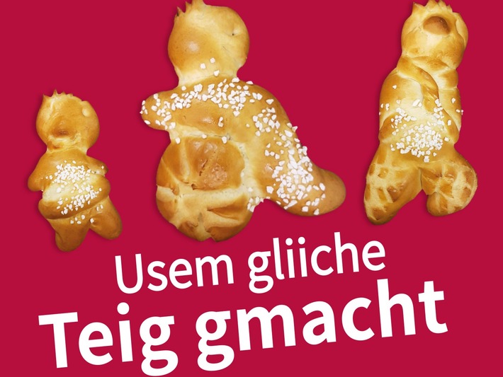 "Usem gliiche Teig gmacht": Pro Infirmis wirbt am 3. Dezember schweizweit mit Grittibänzen mit Behinderungen für Inklusion