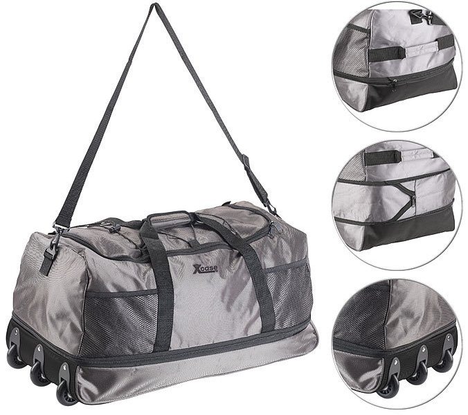 Xcase Reisetasche mit Trolley-Funktion, faltbar, erweiterbar, 75 - 100 l: Ganz leicht reisen - das Gepäck bequem tragen oder ziehen
