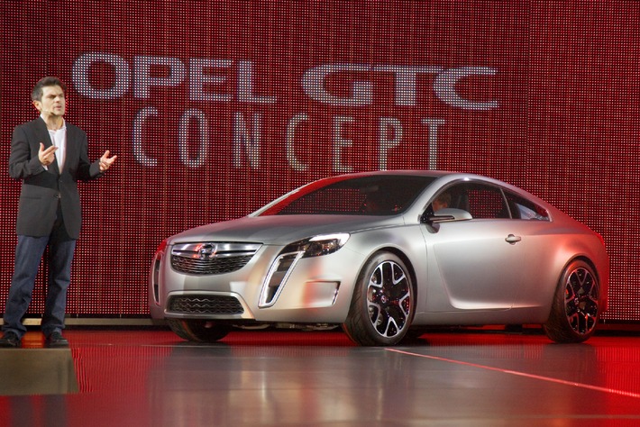 World Premiere of confident brand ambassador / Spectacular Reveal of Striking Opel GTC Concept