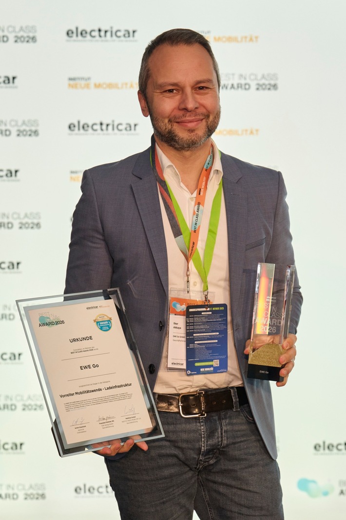 EWE Go erhält Fachpreis „BEST IN CLASS Award 2026“ als „Vorreiter der Mobilitätswende“