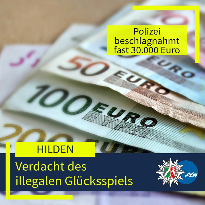 POL-ME: Verdacht des illegalen Glücksspiels: Polizei beschlagnahmt fast 30.000 Euro und leitet Verfahren ein - 2602062