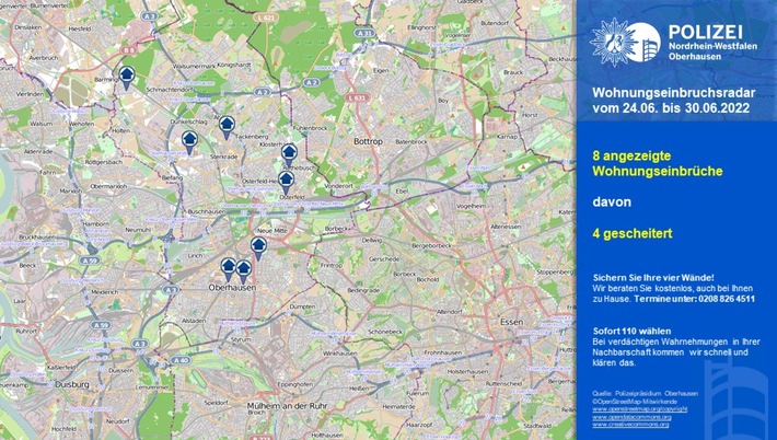 POL-OB: Aktueller Wohnungseinbruchradar für Oberhausen