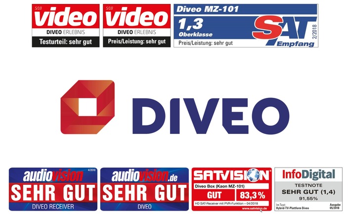 Neue SAT-TV-Plattform überzeugt in Produkttests: Sieben Testsiegel mit Bestnoten verdeutlichen: Diveo ist die Innovation auf dem SAT-TV-Markt