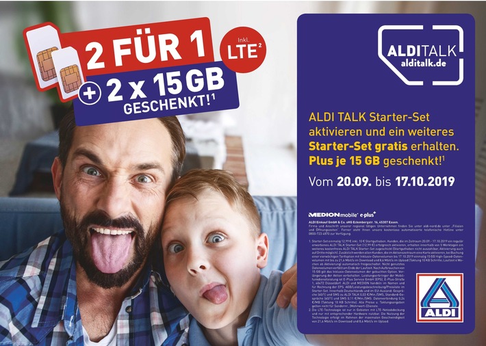 &quot;2 für 1&quot;-Aktion mit gratis Starter-Set und Datenbonus: ALDI TALK beschenkt gleich doppelt