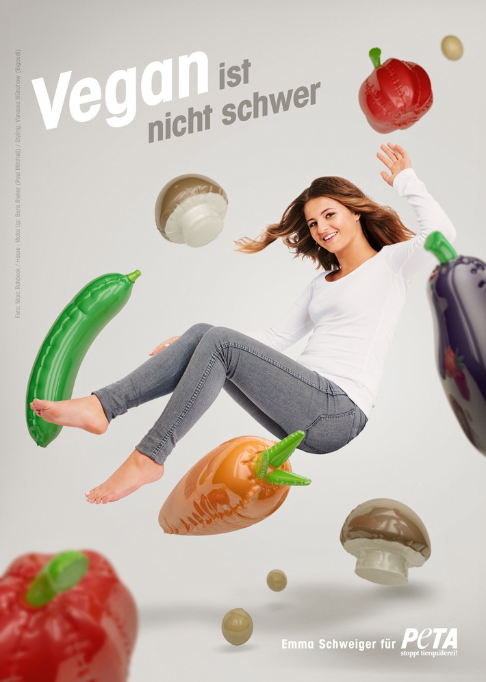 Emma Schweiger in neuer PETA-Kampagne: Vegan ist nicht schwer! / Schauspielerin lebt rein pflanzlich