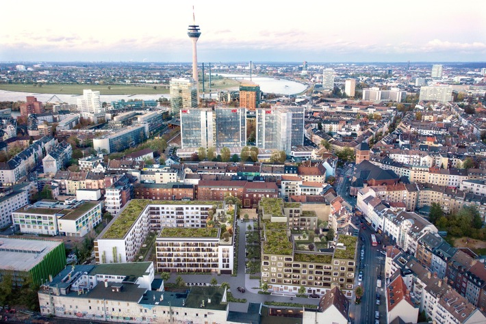 Ein neues Quartier mitten im Herzen von Düsseldorf-Unterbilk: Urban Gardening mit Blick auf den Fernsehturm