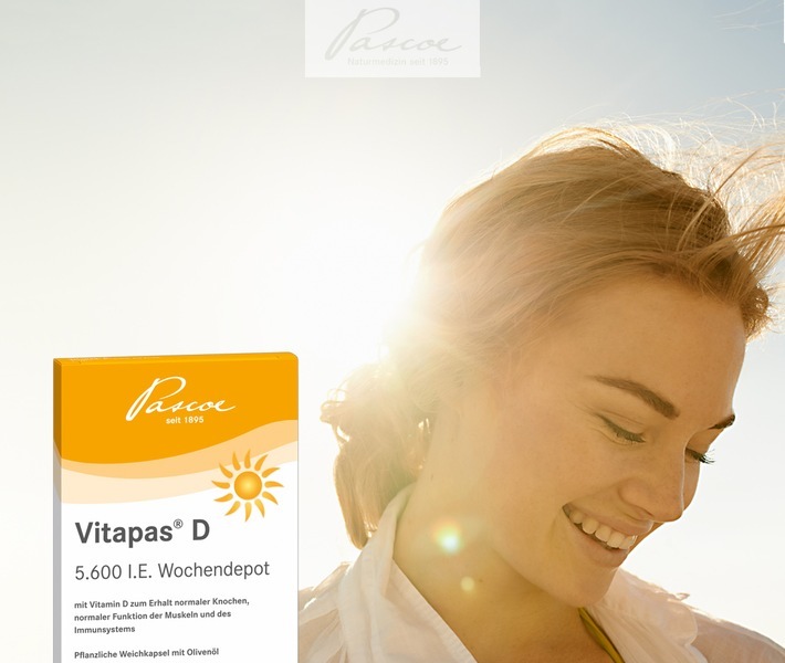 Pascoe hat eine lange Erfahrung in der Erforschung und Entwicklung von Vitamin-Präparaten. Ganz neu unter der Flagge von Pascoe Vital ist das Nahrungsergänzungsmittel Vitapas® D! Weiterer Text über ots und www.presseportal.de/nr/12261 / Die Verwendung dieses Bildes ist für redaktionelle Zwecke honorarfrei. Veröffentlichung bitte unter Quellenangabe: "obs/Pascoe Naturmedizin"