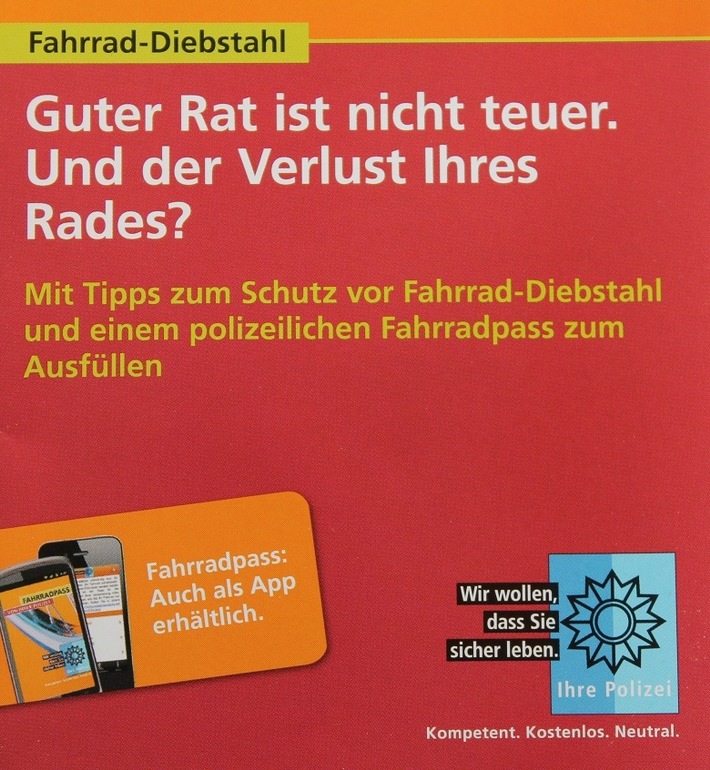 POL-PPKO: Fahrraddiebstähle in Koblenz - Fahrradpass jetzt auch als App