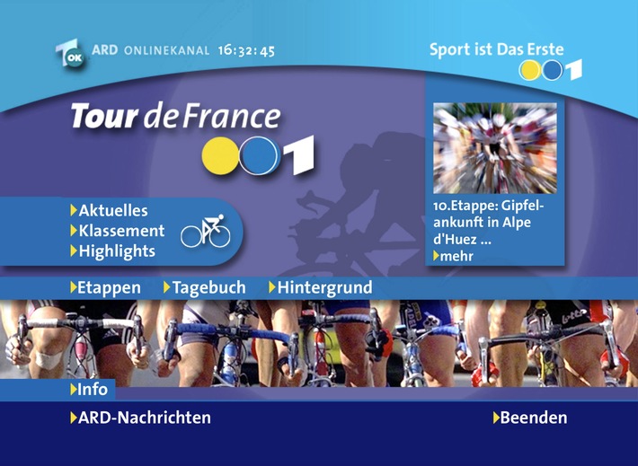 ARD Digital startet interaktives Special zur Tour de France / Interaktiver Ergebnisdienst auf Abruf parallel zur Live-Berichterstattung