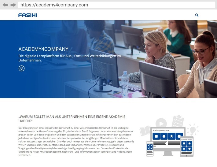 Academy4Company unterstützt Firmen bei Aus- und Fortbildung ihrer Mitarbeitenden. Grafik: Fasihi GmbH. / Weiterer Text über ots und www.presseportal.de/nr/76197 / Die Verwendung dieses Bildes ist für redaktionelle Zwecke unter Beachtung ggf. genannter Nutzungsbedingungen honorarfrei. Veröffentlichung bitte mit Bildrechte-Hinweis.