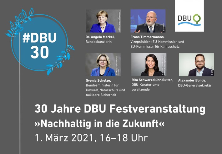 Terminankündigung: Deutsche Bundesstiftung Umwelt feiert 30-jähriges Bestehen digital mit Merkel und Timmermanns