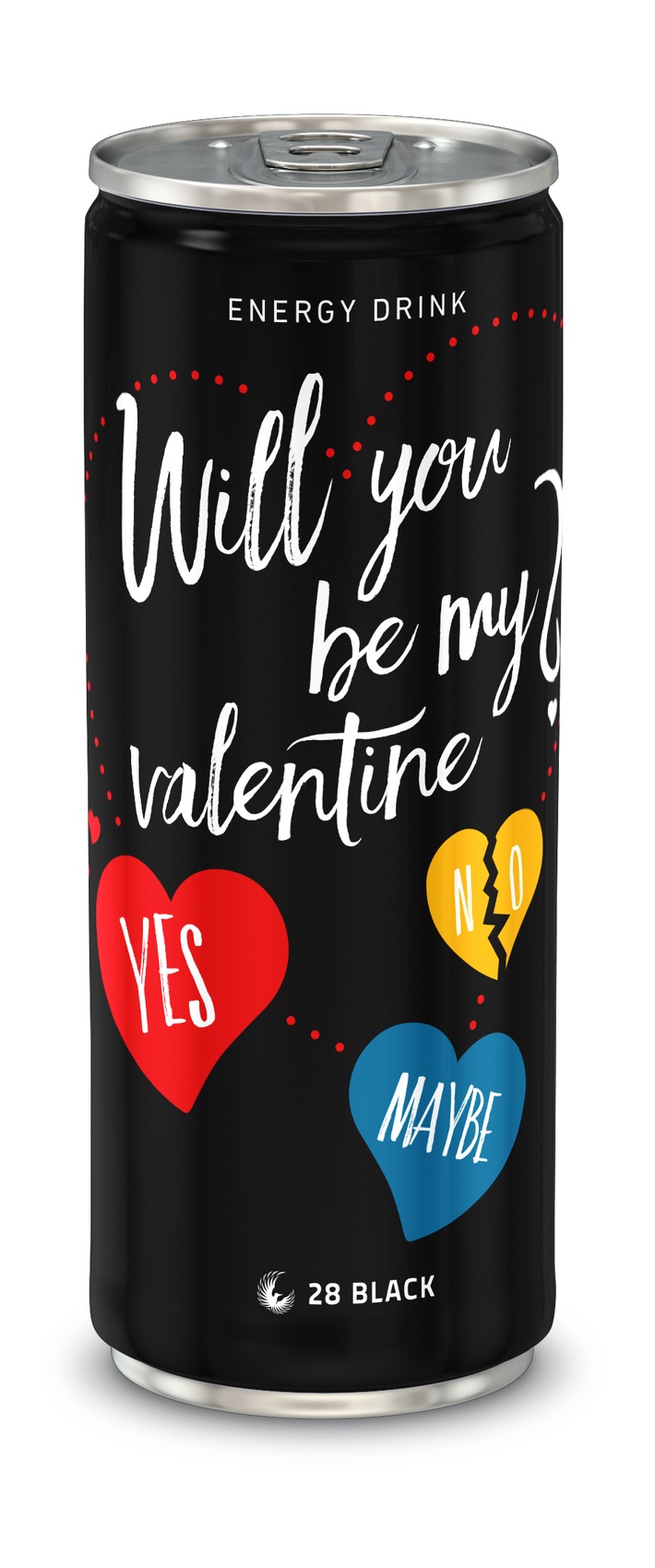 &quot;Will you be my valentine?&quot; - Ja, nein oder vielleicht? /  Valentins-Edition von Energy Drink 28 BLACK (FOTO)