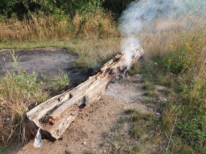 FW Helmstedt: Brennender Baumstumpf am Lappwaldsee
