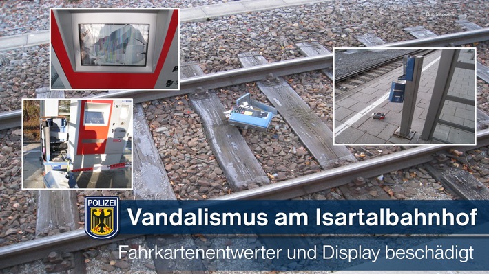 Bundespolizeidirektion München: Vandalismus am S-Bahnhaltepunkt Großhesselohe Isartalbahnhof -
Bundespolizei ermittelt gegen unbekannte(n) Täter