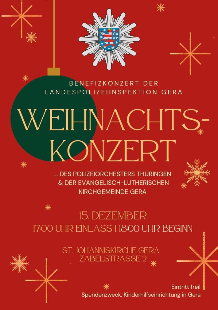 LPI-G: Benefizkonzert der Landespolizeiinspektion Gera - !! MORGEN !! -