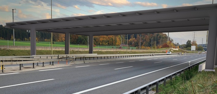 Autobahn als Solar-Kraftwerk / A4-KW - Autobahnkraftwerk im Säuliamt