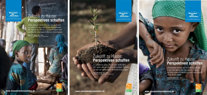 "Zukunft zu Hause: Perspektiven schaffen" - Plakate der Stiftung Menschen für Menschen - Karlheinz Böhms Äthiopienhilfe werben für nachhaltige Entwicklungszusammenarbeit