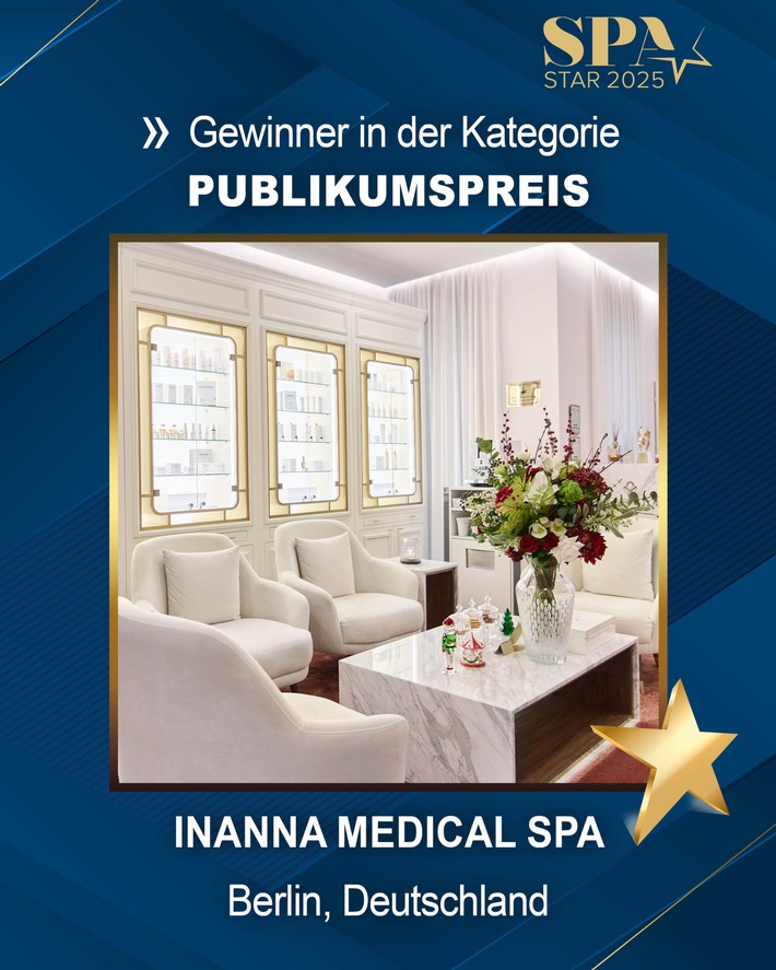 Inanna Medical Spa gewinnt Publikumspreis beim SPA STAR® Award 2025 und zählt zu den führenden Medical Spas im deutschsprachigen Raum