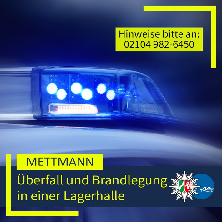 POL-ME: Mann in Lagerhalle überfallen - Täter legten Brand - 2604119