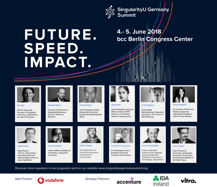 Singularity University Germany Summit - Größte Konferenz für digitale Transformation, künstliche Intelligenz und disruptive Technologien erneut in Berlin