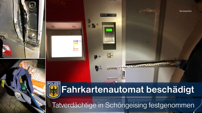 Bundespolizeidirektion München: Fahrausweisautomat versucht aufzubrechen - 
Drei Tatverdächtige festgenommen