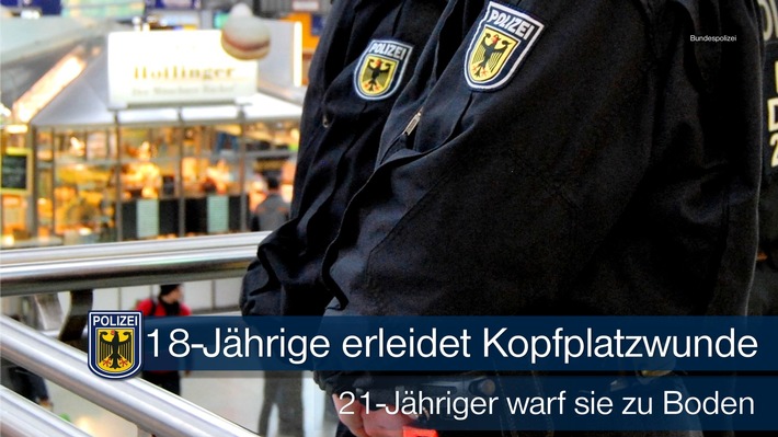Bundespolizeidirektion München: Mit Kopf auf Fliesenboden aufgeschlagen - 21-Jähriger wirft 18-Jährige zu Boden