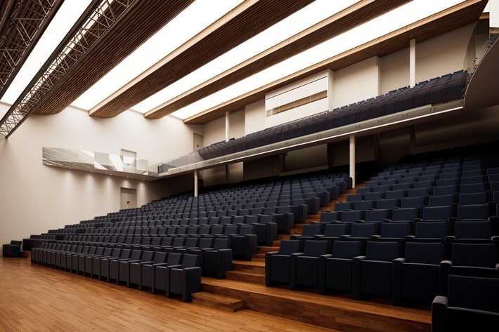Kernstück der Erweiterung des ECC Berlin (Estrel Congress Center) ist das neue Auditorium mit einer Kapazität für 900 Personen. Weiterer Text über ots und www.presseportal.de/nr/23285 / Die Verwendung dieses Bildes ist für redaktionelle Zwecke honorarfrei. Veröffentlichung bitte unter Quellenangabe: "obs/Estrel Berlin"