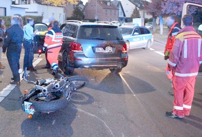 POL-RBK: Bergisch Gladbach - Harley-Fahrer verletzt
