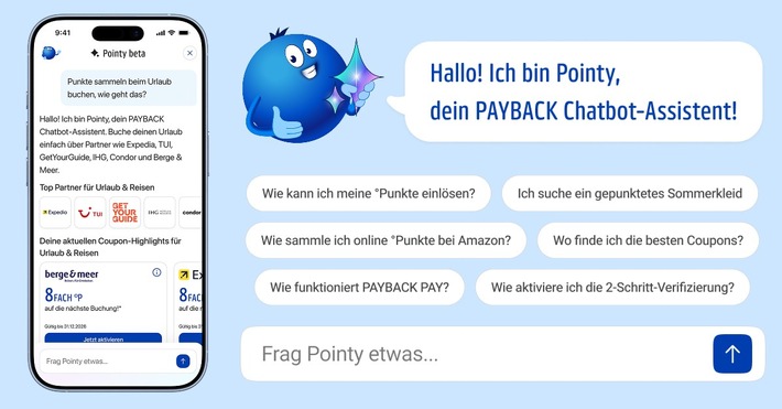 PAYBACK App neu mit multifunktionaler KI-gestützter Suche / Chatbot "Pointy" gibt Kunden via "PAYBACK Integrated Search" Auskunft und schlägt zusätzlich relevante Angebote und Coupons vor