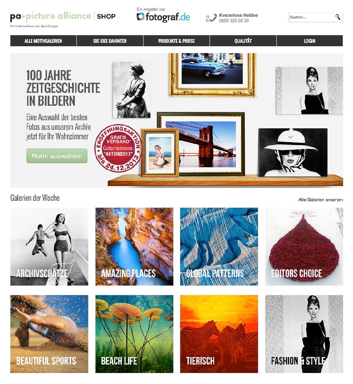 Archivschätze für Zuhause: picture alliance eröffnet zusammen mit fotograf.de neuen Online-Shop für hochwertige Großformat-Drucke