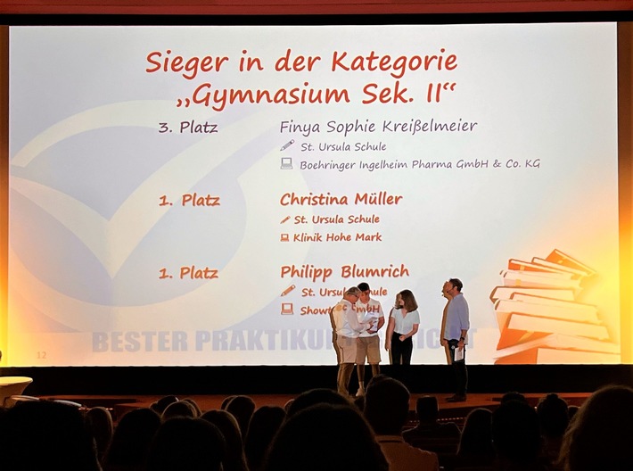 Wettbewerb „Bester Praktikumsbericht“:  Sieg für Praktikum in Oberursel