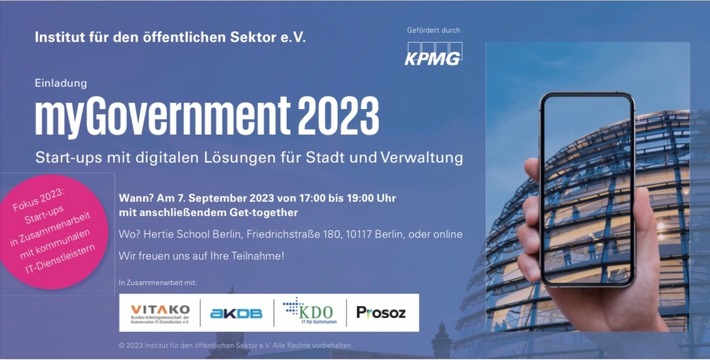 VITAKO-Presseeinladung zu myGovernment 2023: Start-ups präsentieren ihre innovativen Lösungen für die öffentliche Verwaltung